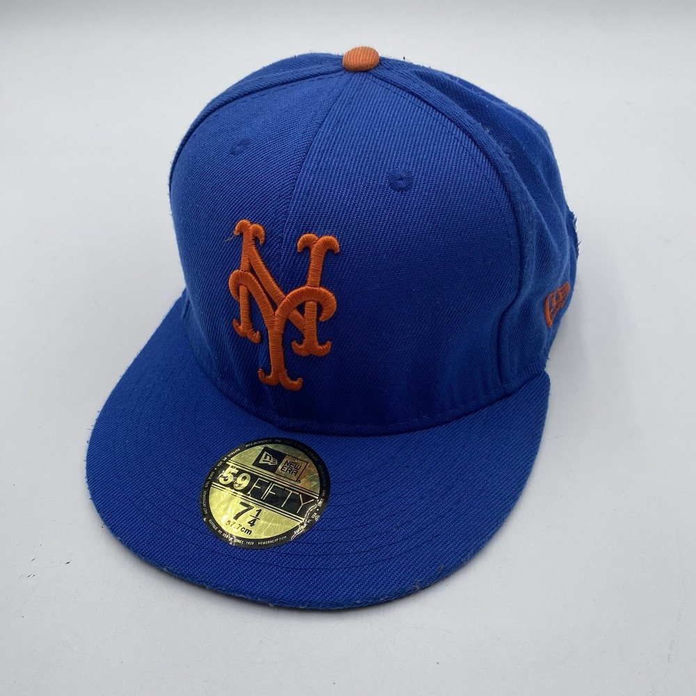 New York Mets Hat New Era 59fifty Size 7 1/4 Fitted Graffiti Inside SEAM UNRAVEL